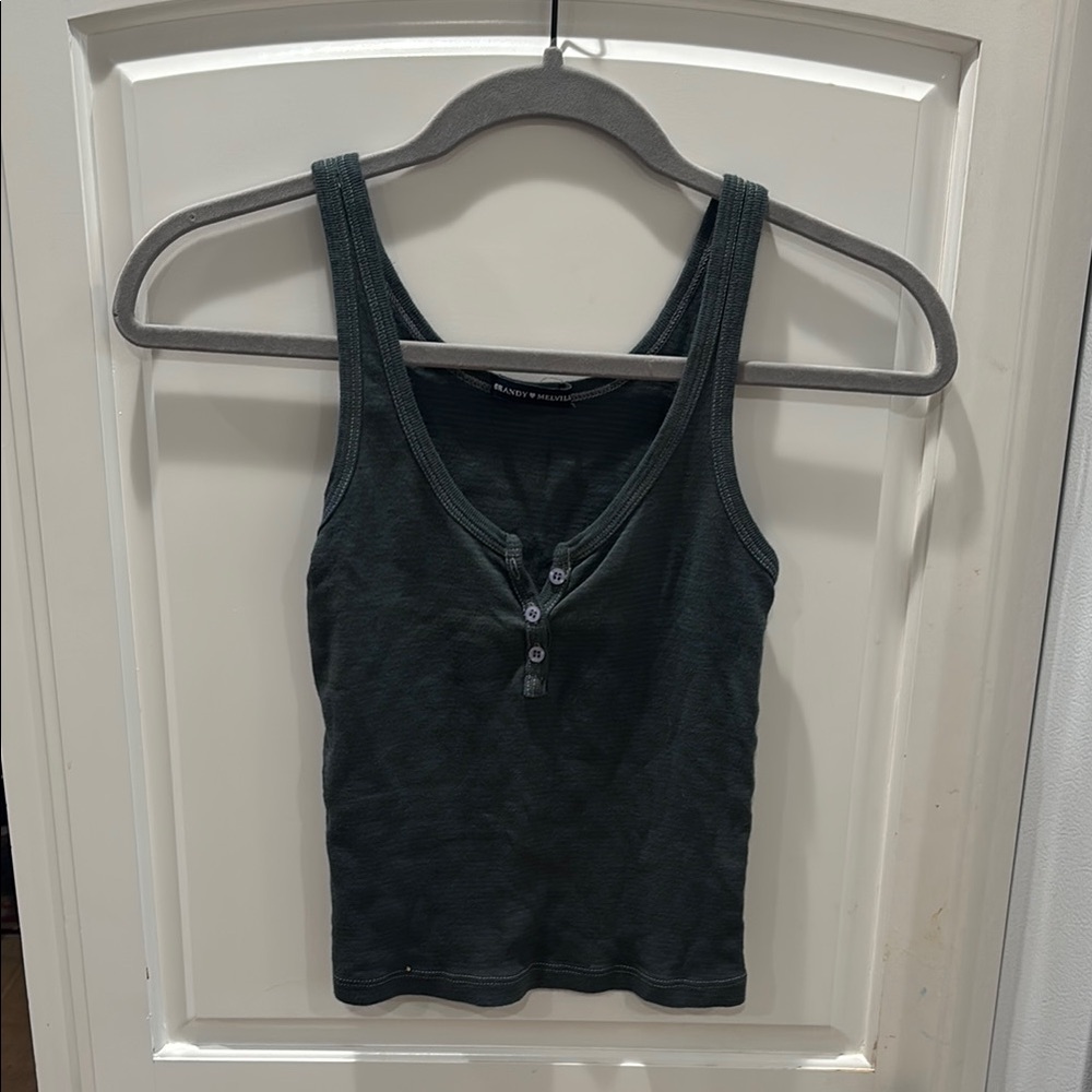 Brandy Melville Forest Green Tank Top with buttons